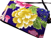義若オリジナルショルダーポシェット 金彩牡丹と桜 紫